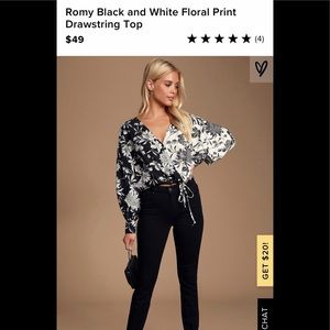 Lulu’s Black & White Floral Tie Top